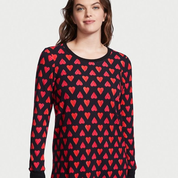 Hearts ❤️ VS XL Thermal Sleepshirt Black Heart Perfect for Valentine’s Day NWT - Picture 5 of 15